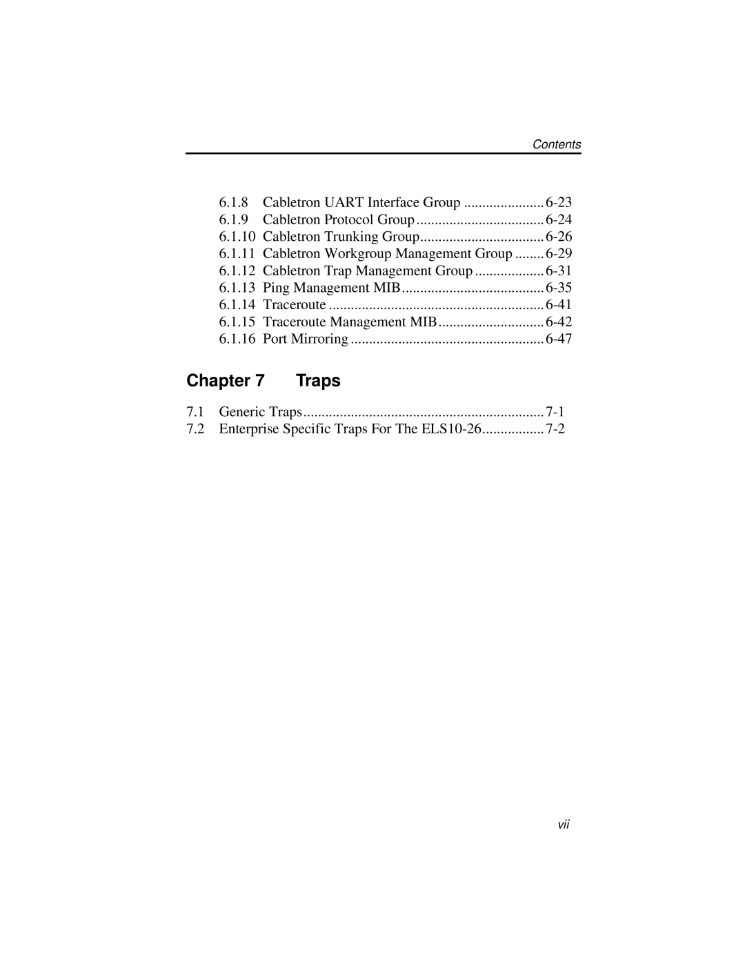Cabletron Systems ELS10-26 manual Traps, Chapter, 6.1.8 