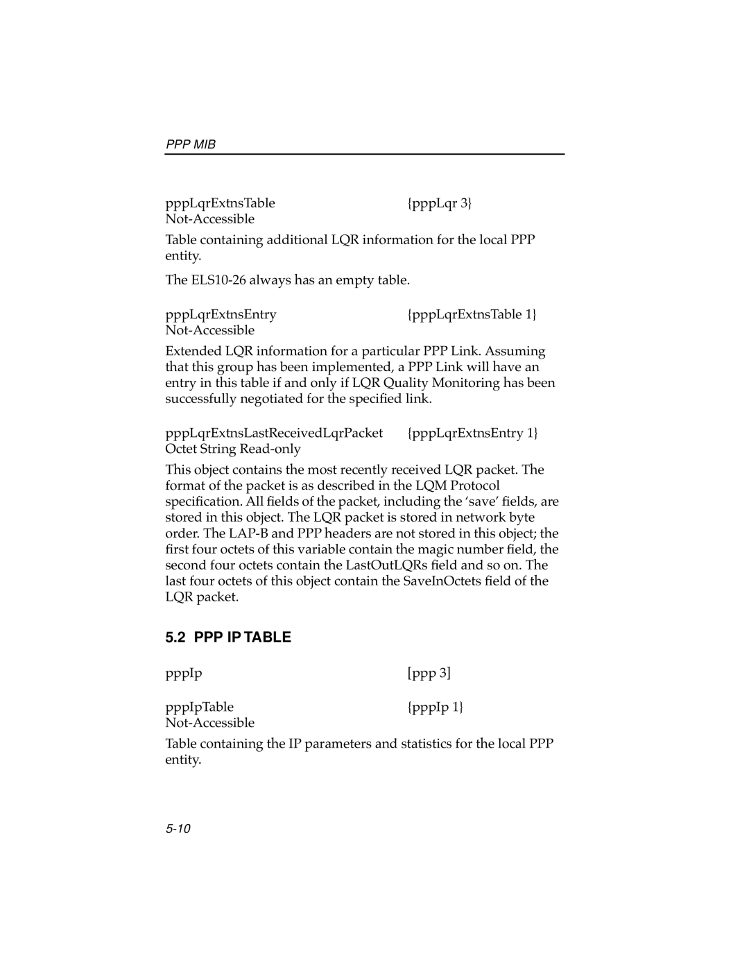 Cabletron Systems ELS10-26 manual PPP IP Table 