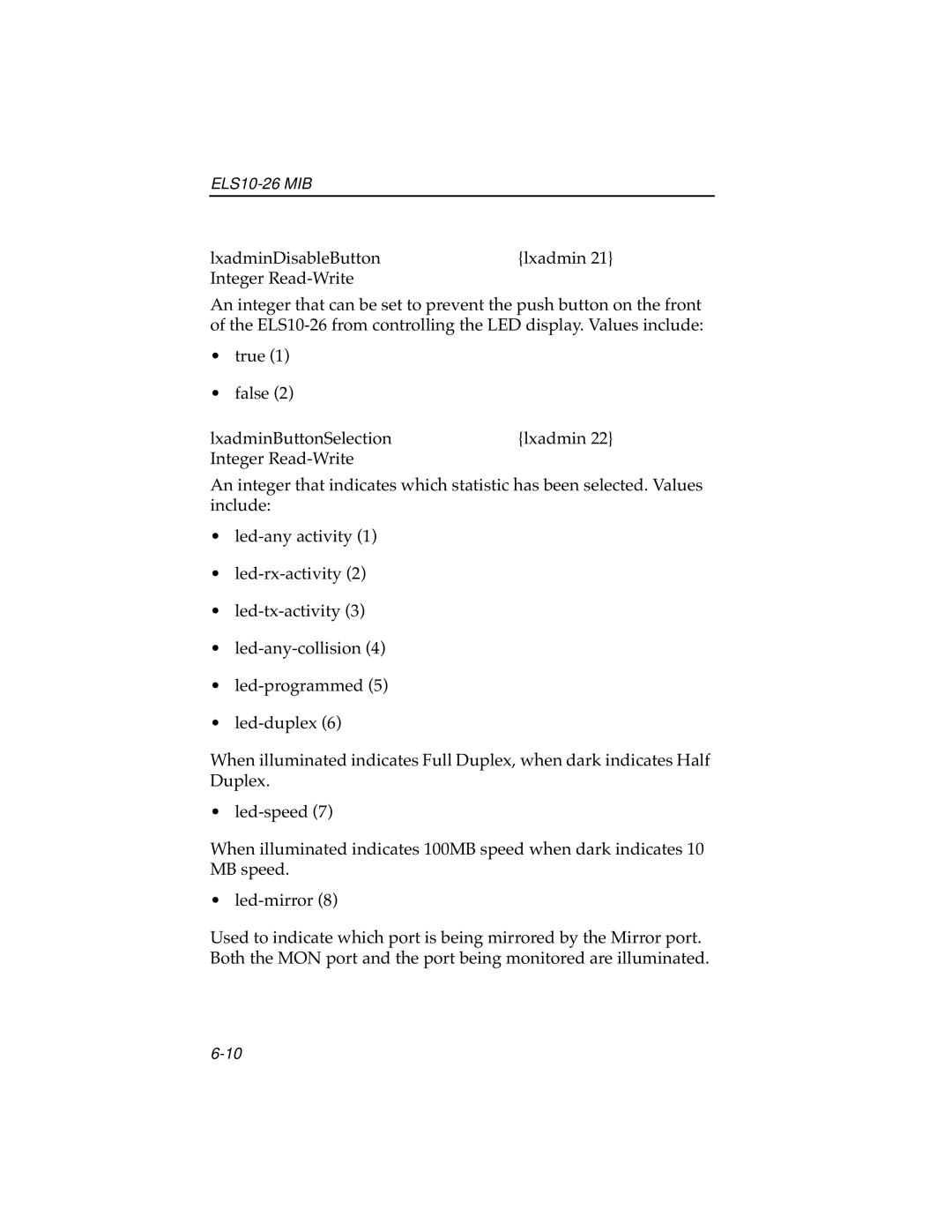 Cabletron Systems manual ELS10-26 MIB 