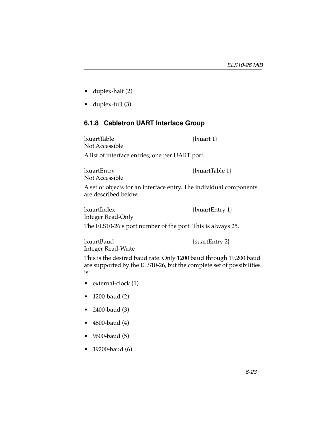 Cabletron Systems ELS10-26 manual Cabletron Uart Interface Group 