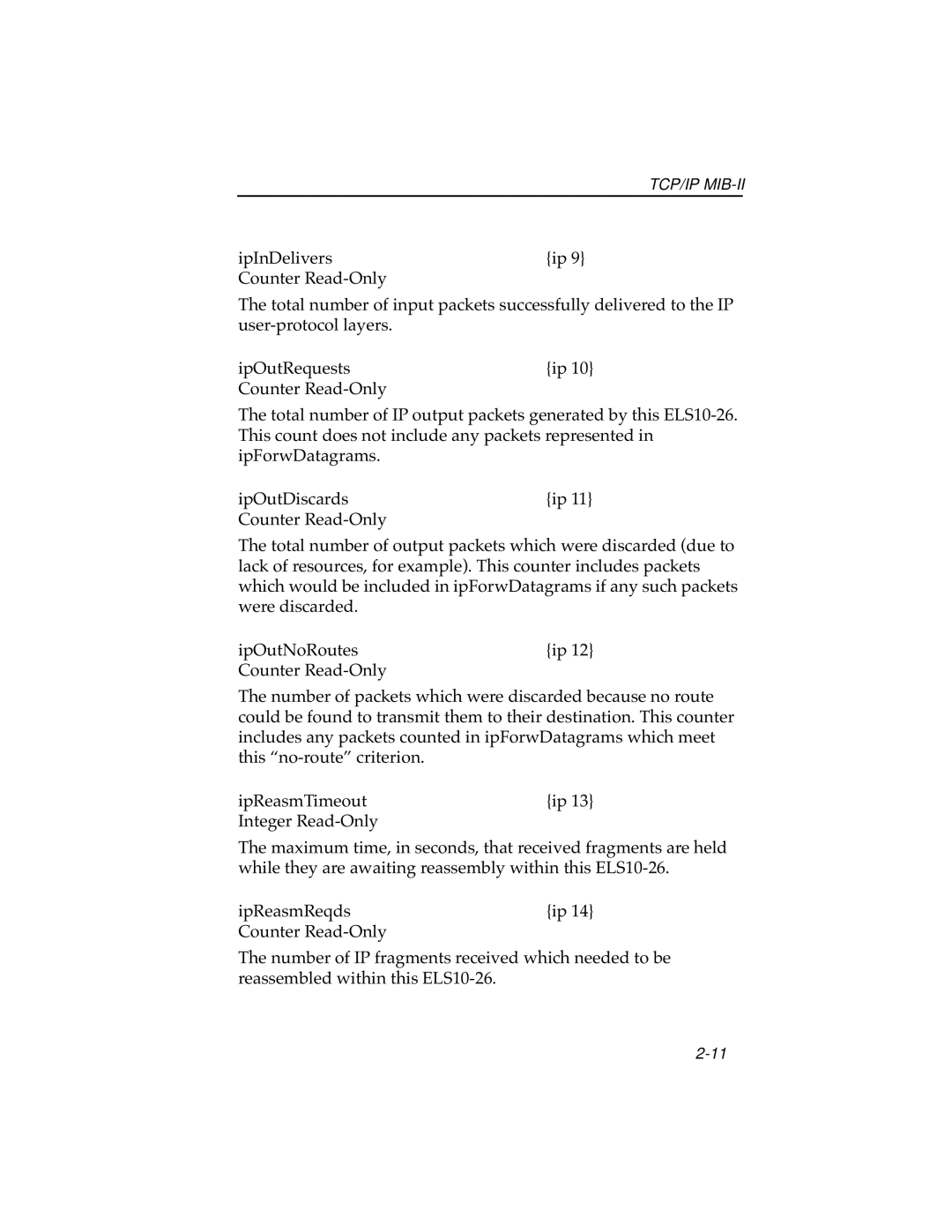 Cabletron Systems ELS10-26 manual Tcp/Ip Mib-Ii 