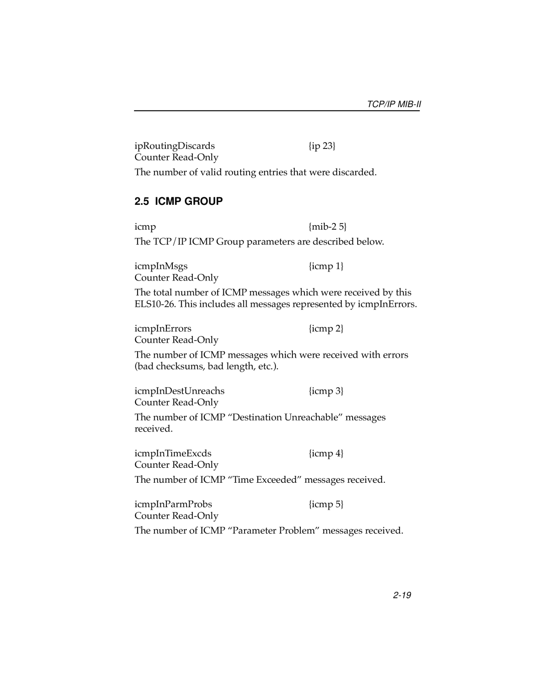 Cabletron Systems ELS10-26 manual Icmp Group 