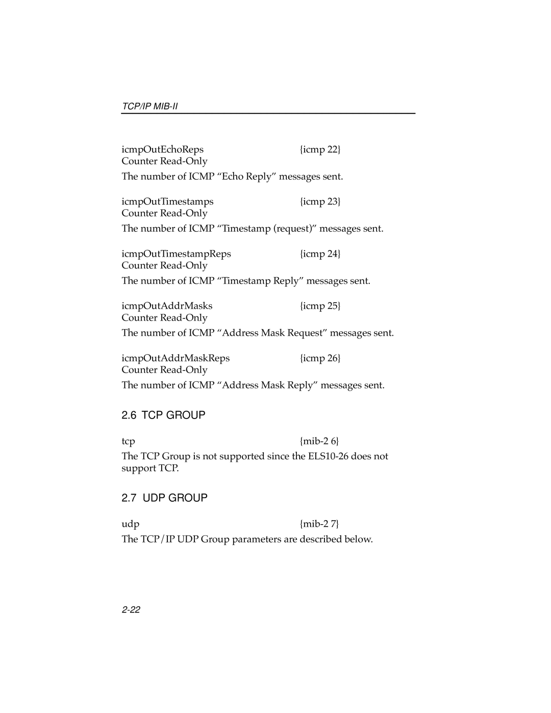 Cabletron Systems ELS10-26 manual TCP Group, UDP Group 