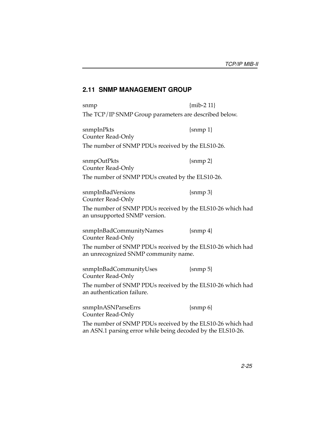 Cabletron Systems ELS10-26 manual Snmp Management Group 