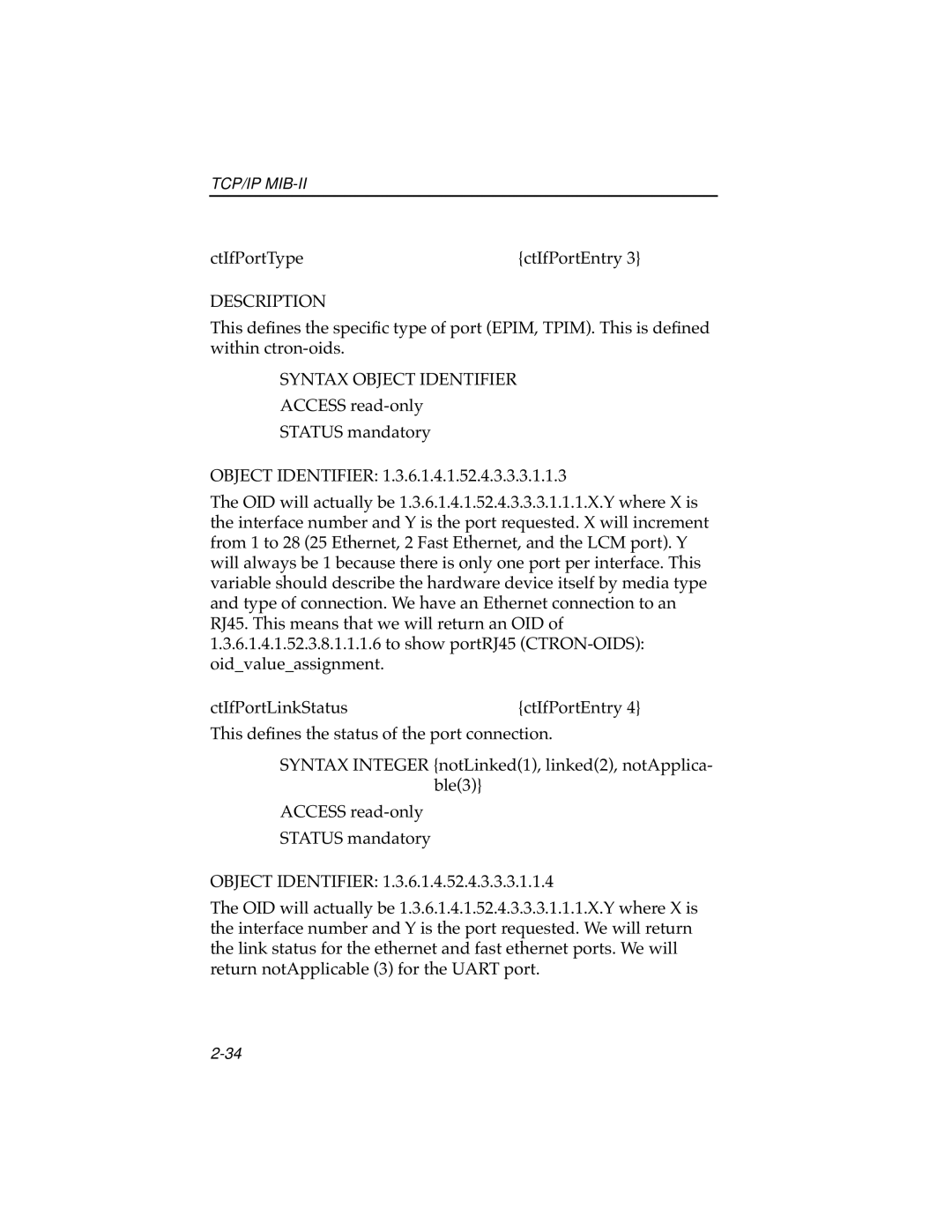 Cabletron Systems ELS10-26 manual CtIfPortType CtIfPortEntry 