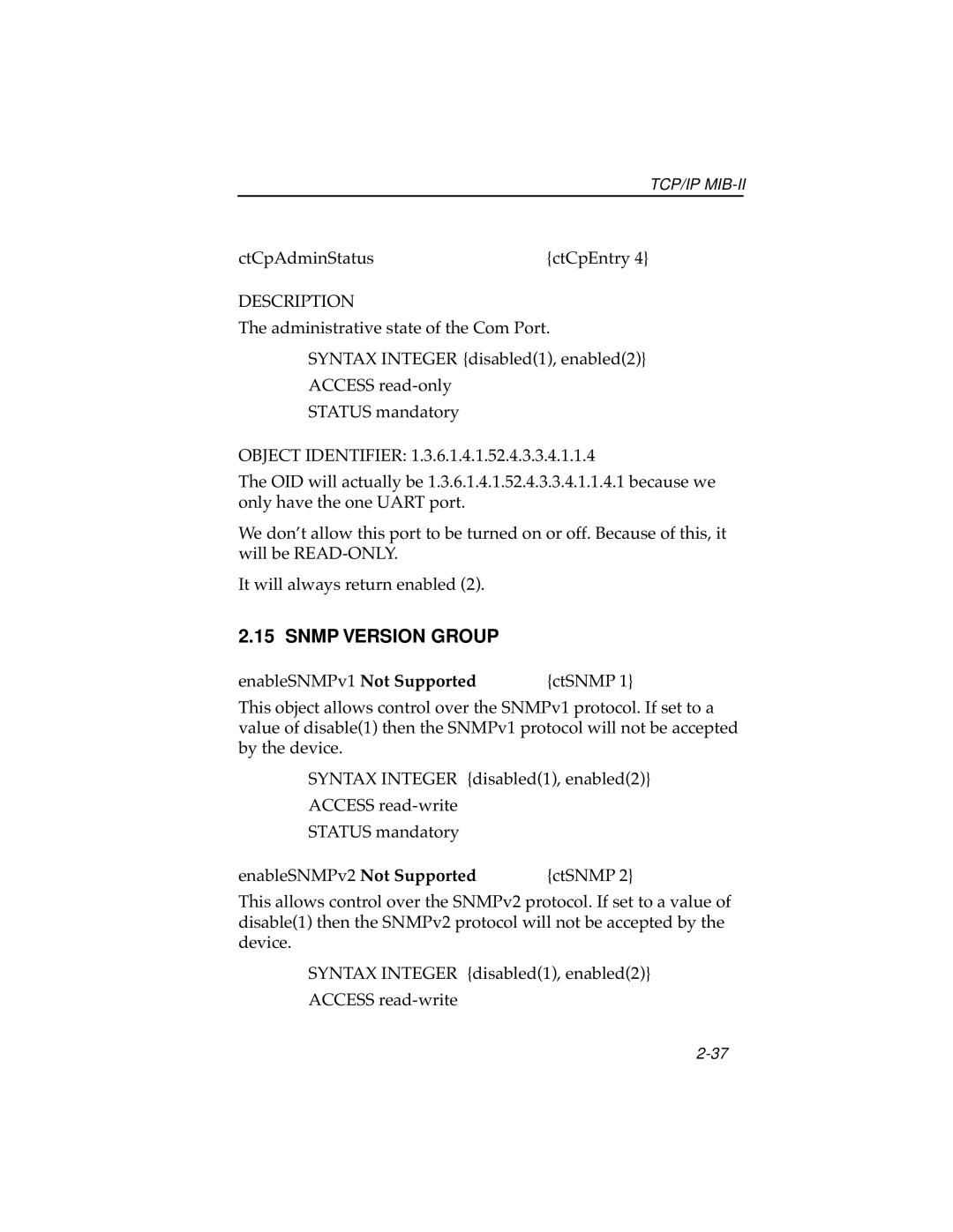 Cabletron Systems ELS10-26 manual Snmp Version Group 