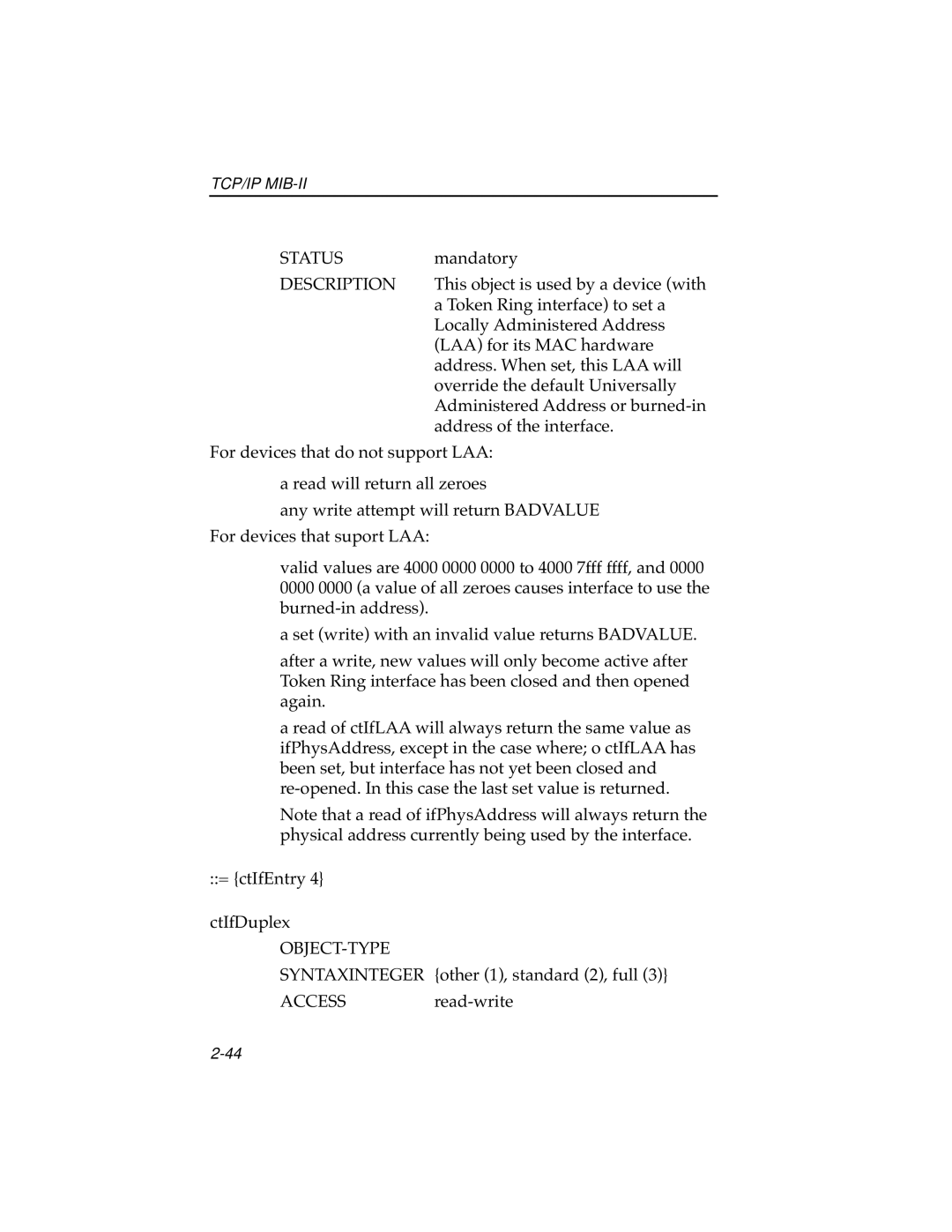 Cabletron Systems ELS10-26 manual This object is used by a device with 