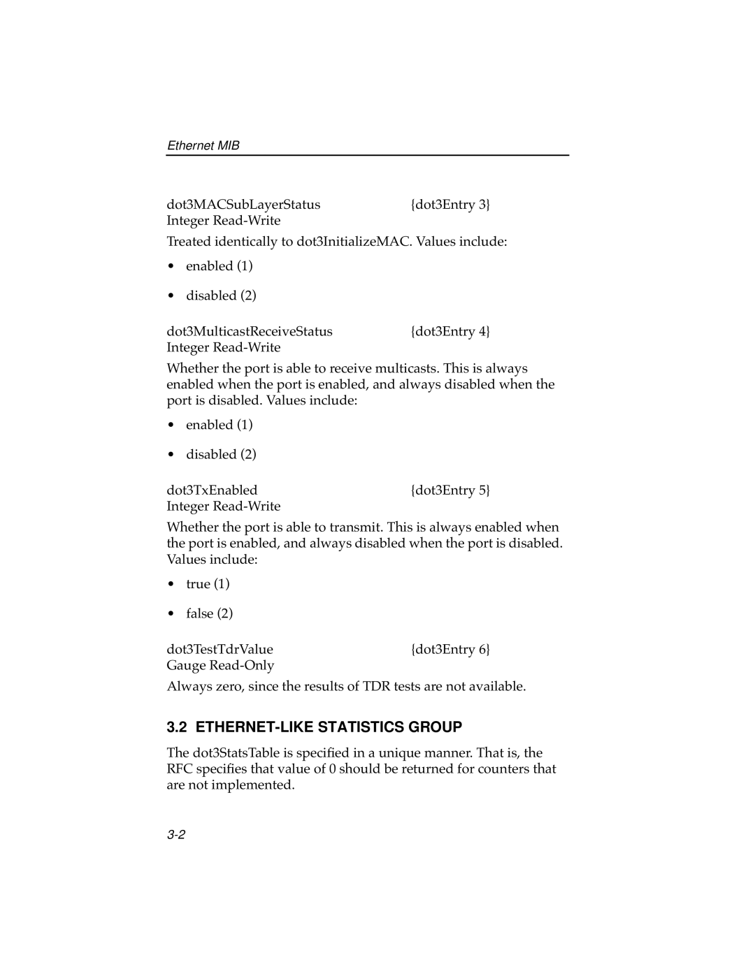 Cabletron Systems ELS10-26 manual ETHERNET-LIKE Statistics Group 