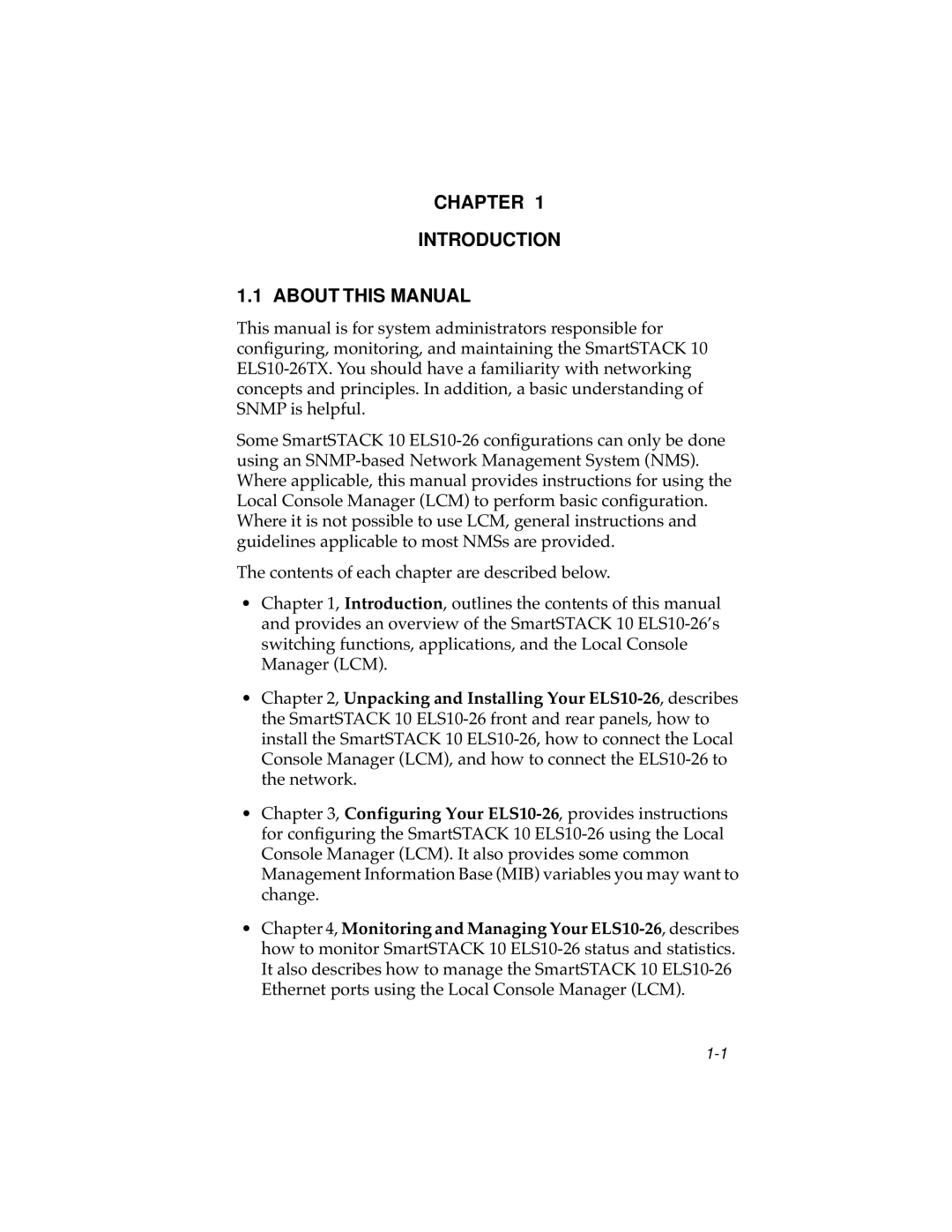 Cabletron Systems ELS10-26TX manual Chapter Introduction About this Manual 