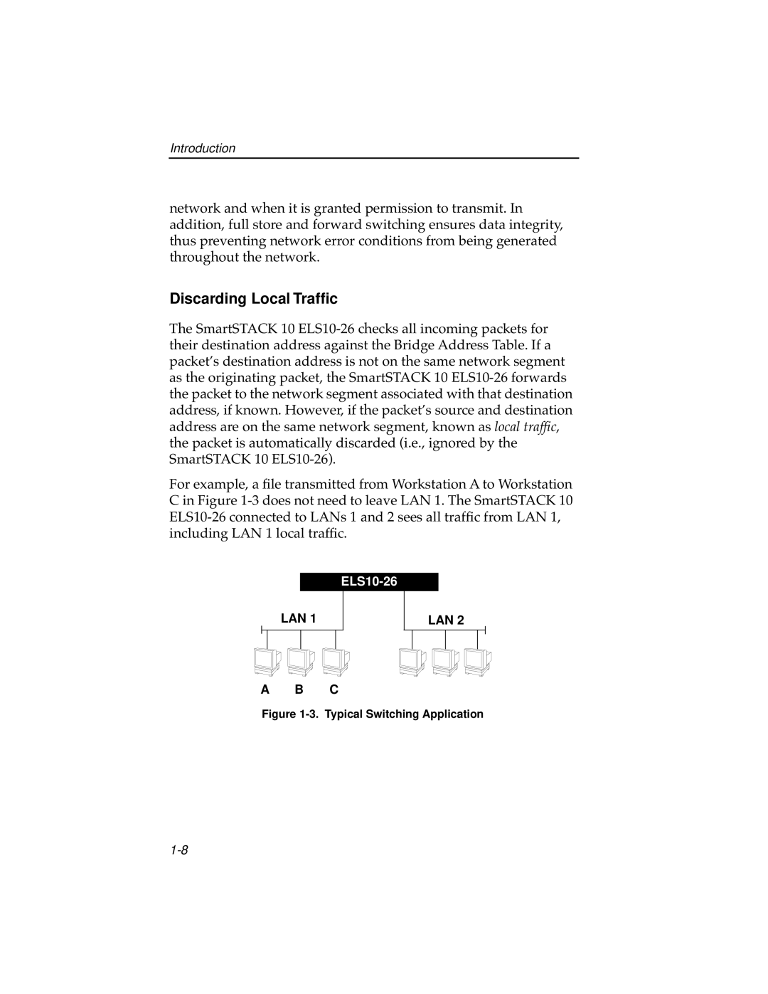 Cabletron Systems ELS10-26TX manual Discarding Local Trafﬁc, Typical Switching Application 