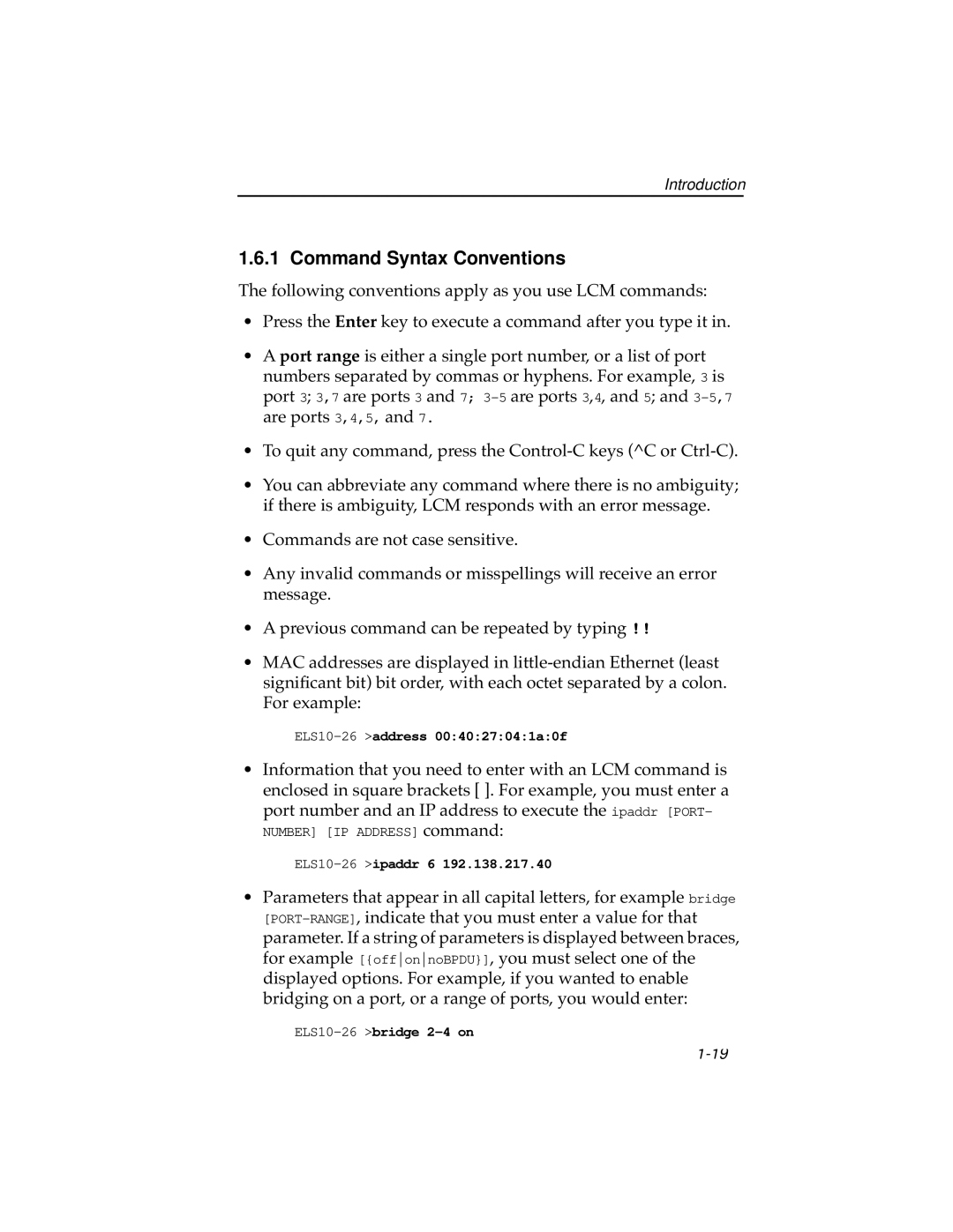 Cabletron Systems ELS10-26TX manual Command Syntax Conventions 