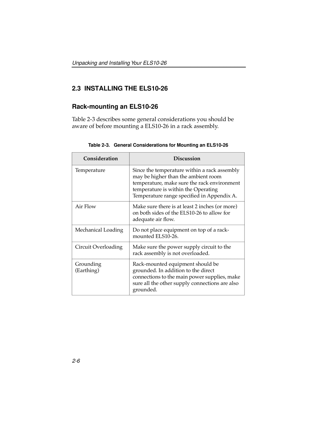 Cabletron Systems ELS10-26TX manual Installing the ELS10-26, Rack-mounting an ELS10-26 