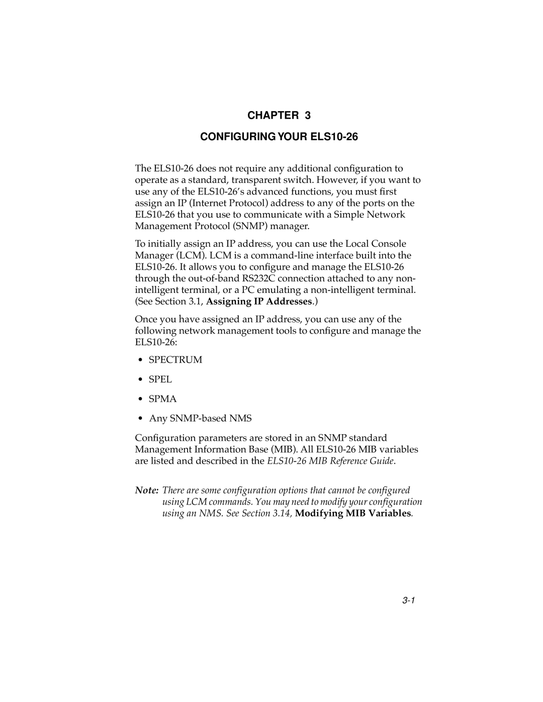 Cabletron Systems ELS10-26TX manual Chapter Configuring Your ELS10-26, Spectrum Spel Spma 