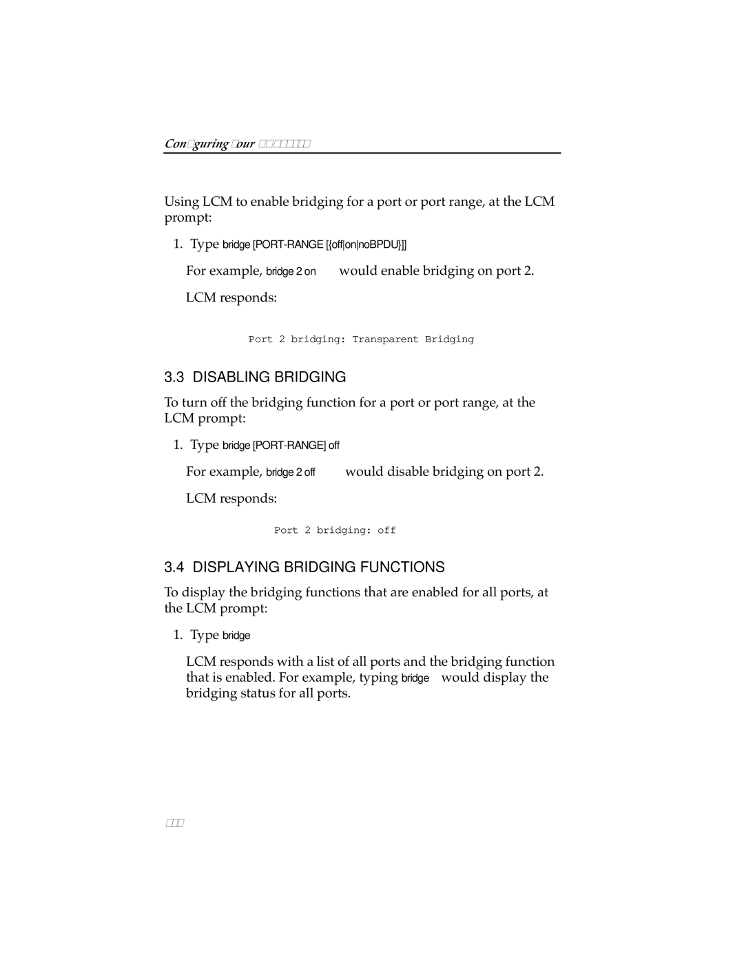 Cabletron Systems ELS10-26TX manual Disabling Bridging, Displaying Bridging Functions 