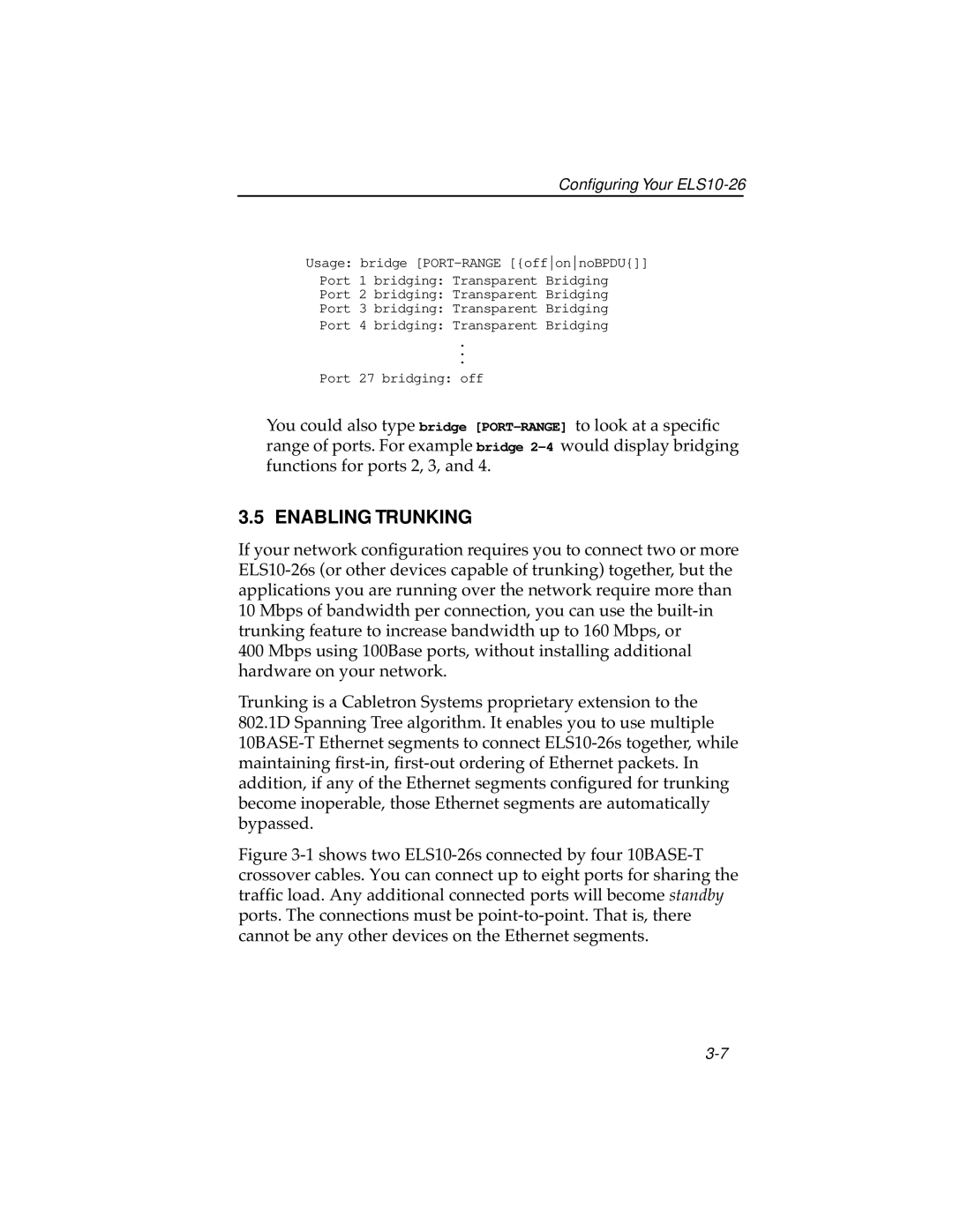 Cabletron Systems ELS10-26TX manual Enabling Trunking 