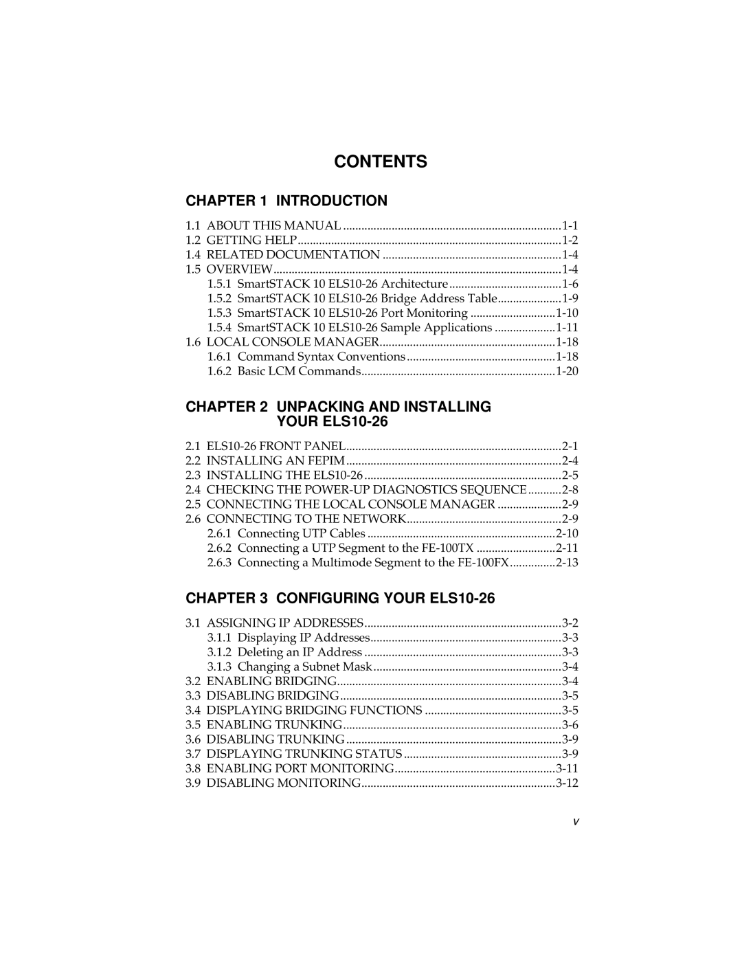 Cabletron Systems ELS10-26TX manual Contents 