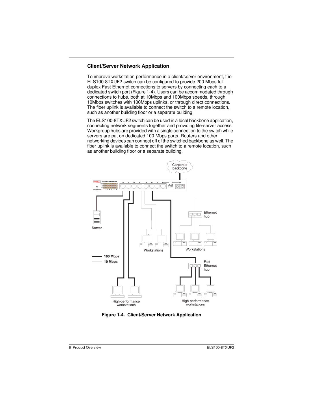 Cabletron Systems ELS100-8TXUF2 manual Client/Server Network Application 