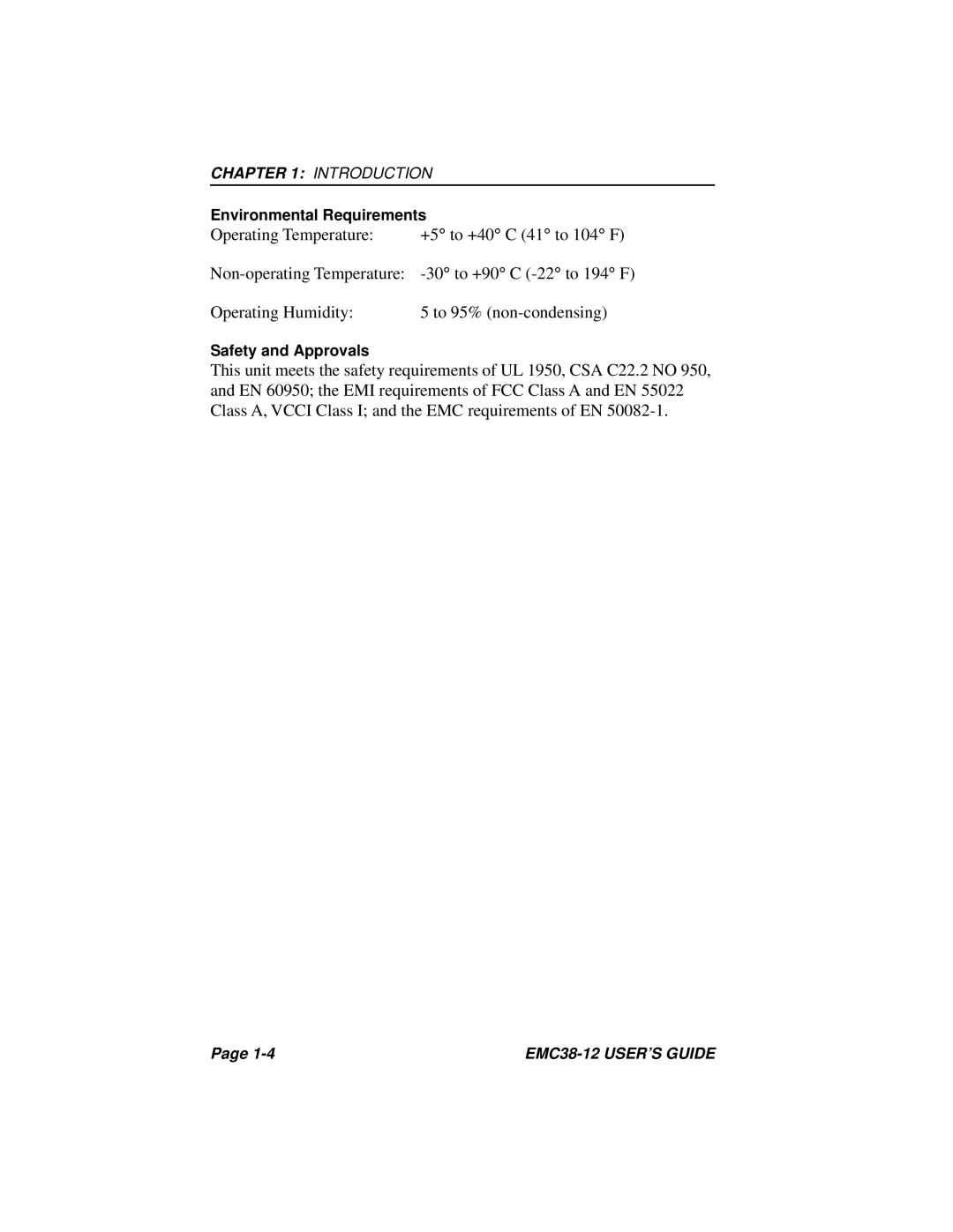 Cabletron Systems EMC38-12 manual Environmental Requirements 