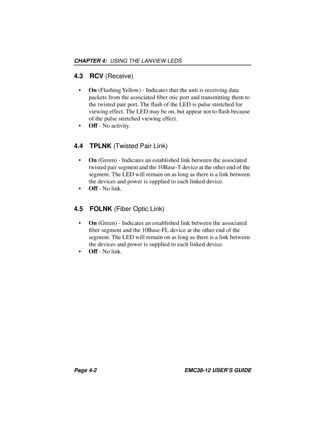 Cabletron Systems EMC38-12 manual RCV Receive 