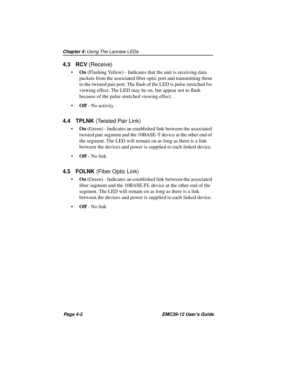 Cabletron Systems EMC39-12 manual RCV Receive 