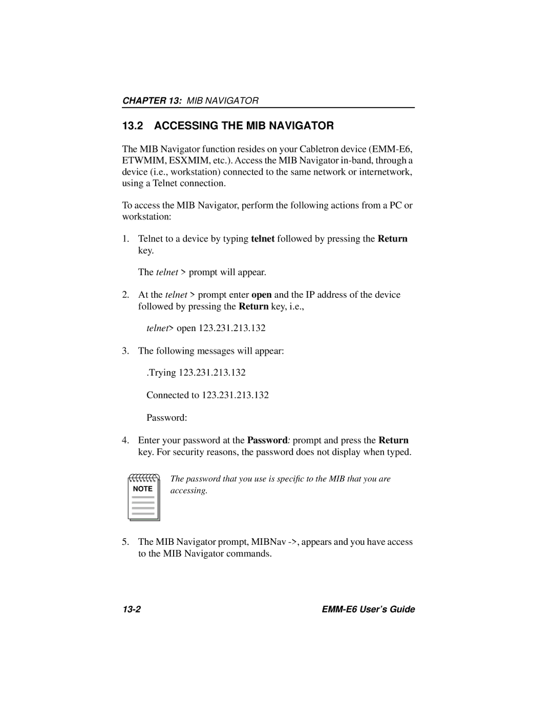 Cabletron Systems EMM-E6 Ethernet manual Accessing the MIB Navigator 