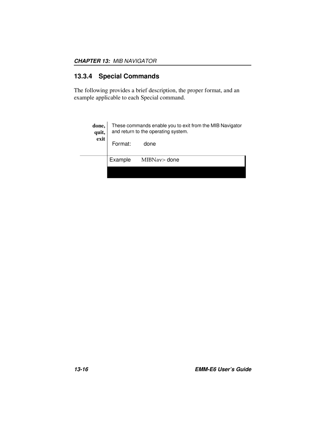 Cabletron Systems EMM-E6 Ethernet manual Special Commands, Format Done 