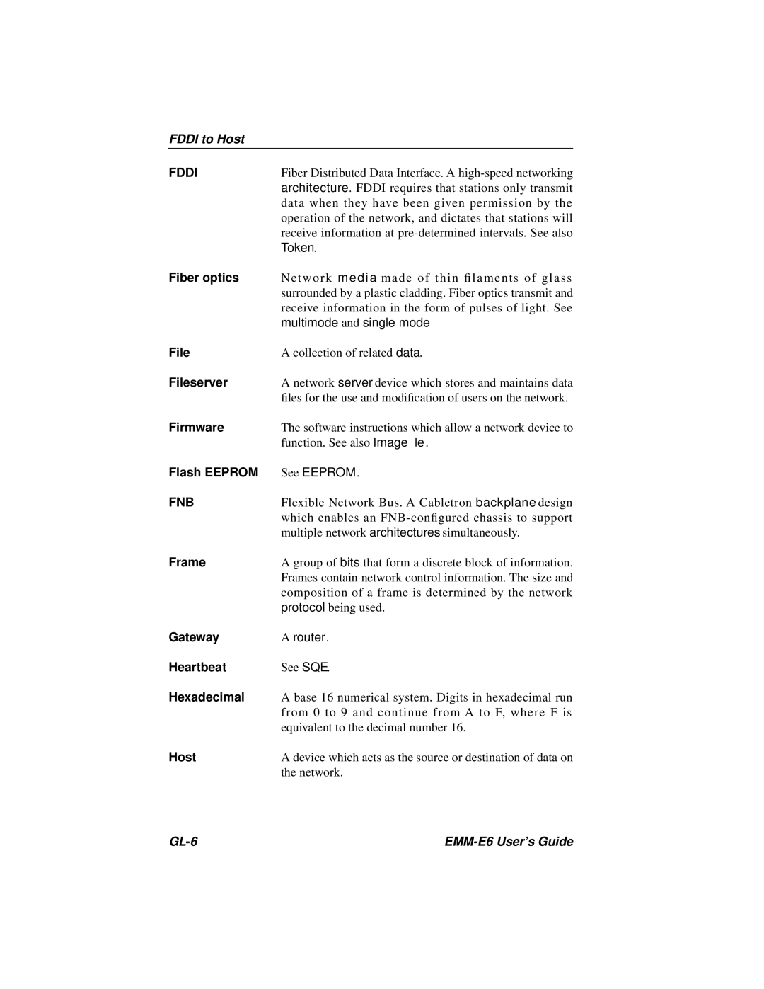 Cabletron Systems EMM-E6 Ethernet manual Fddi, Fnb 