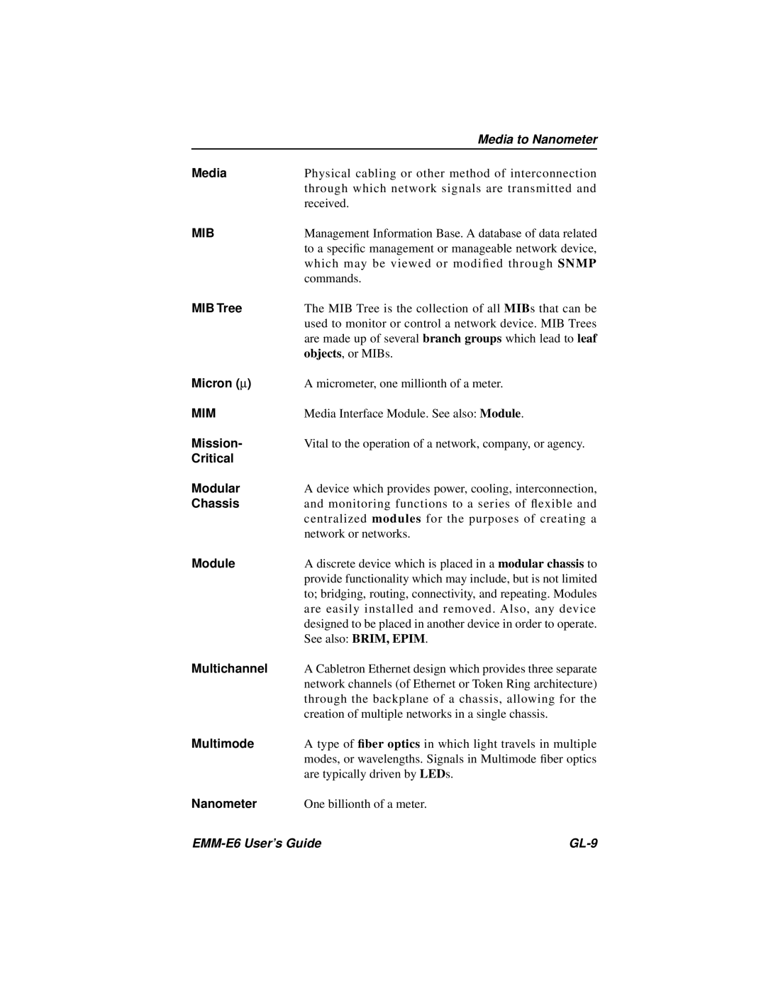 Cabletron Systems EMM-E6 Ethernet manual Mib, Mim 