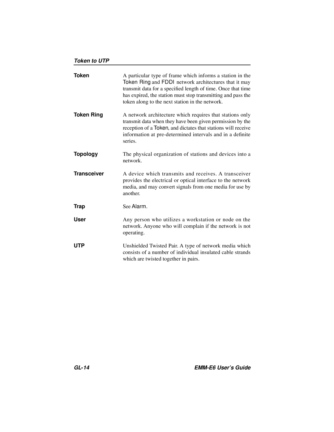 Cabletron Systems EMM-E6 Ethernet manual Utp 