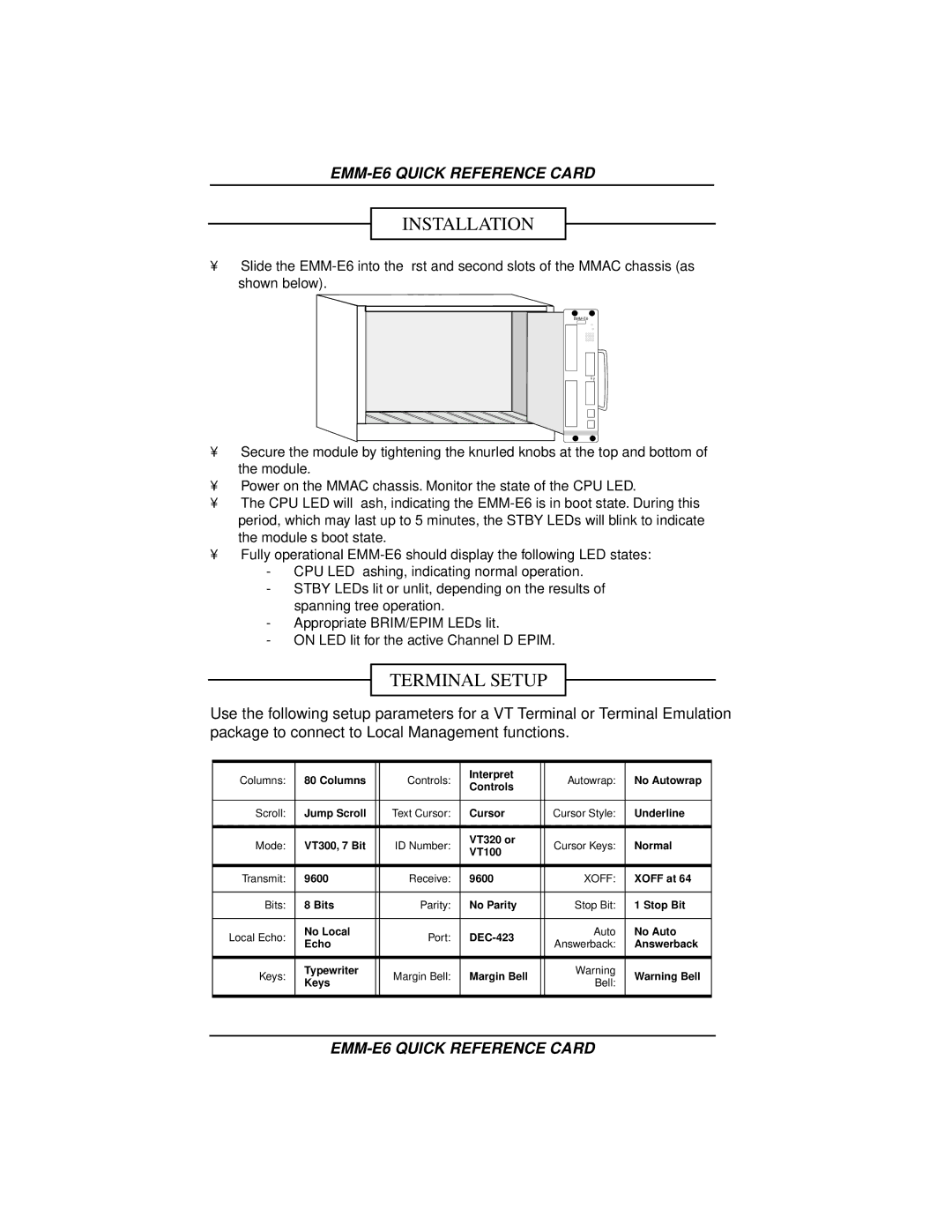 Cabletron Systems EMM-E6 Ethernet manual Installation 