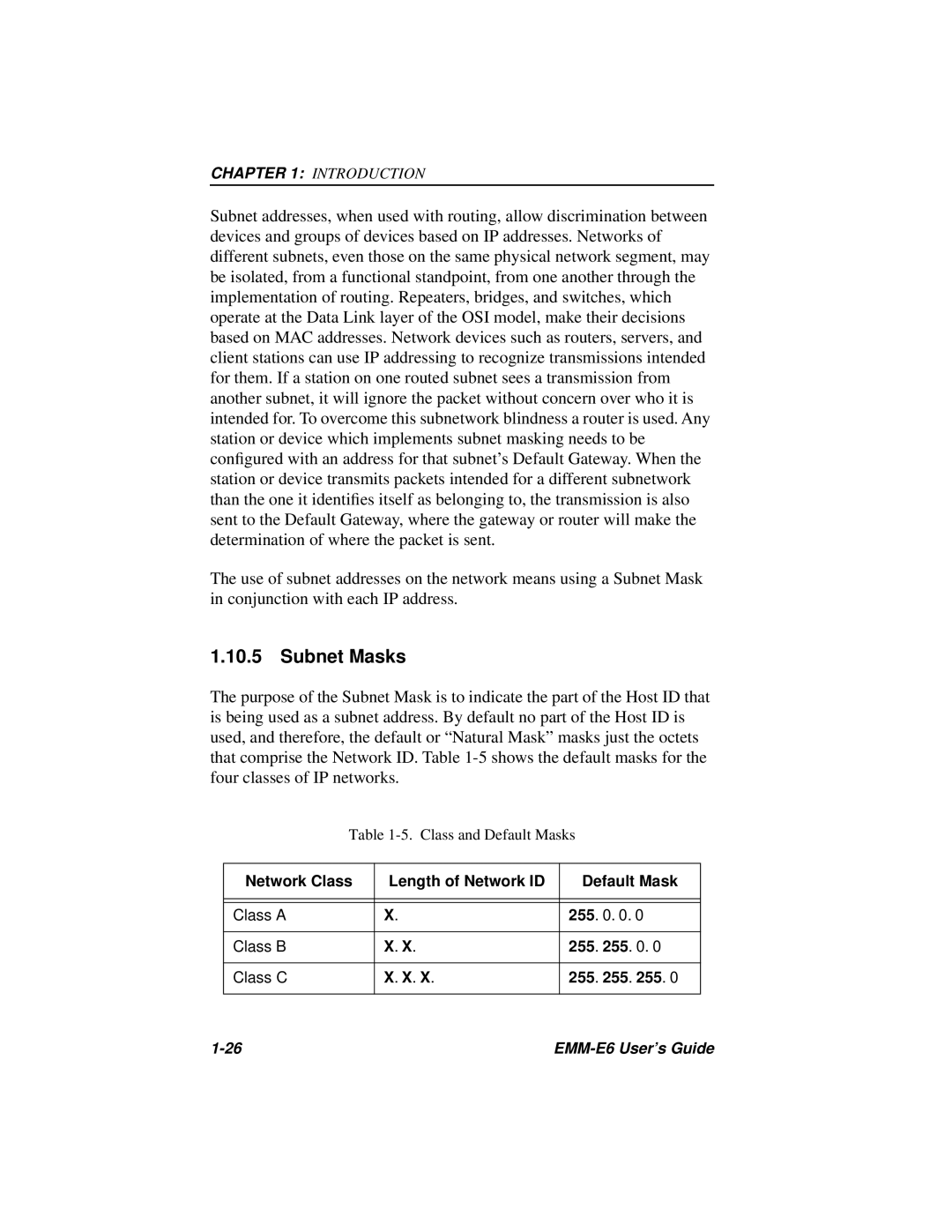 Cabletron Systems EMM-E6 Ethernet manual Subnet Masks 