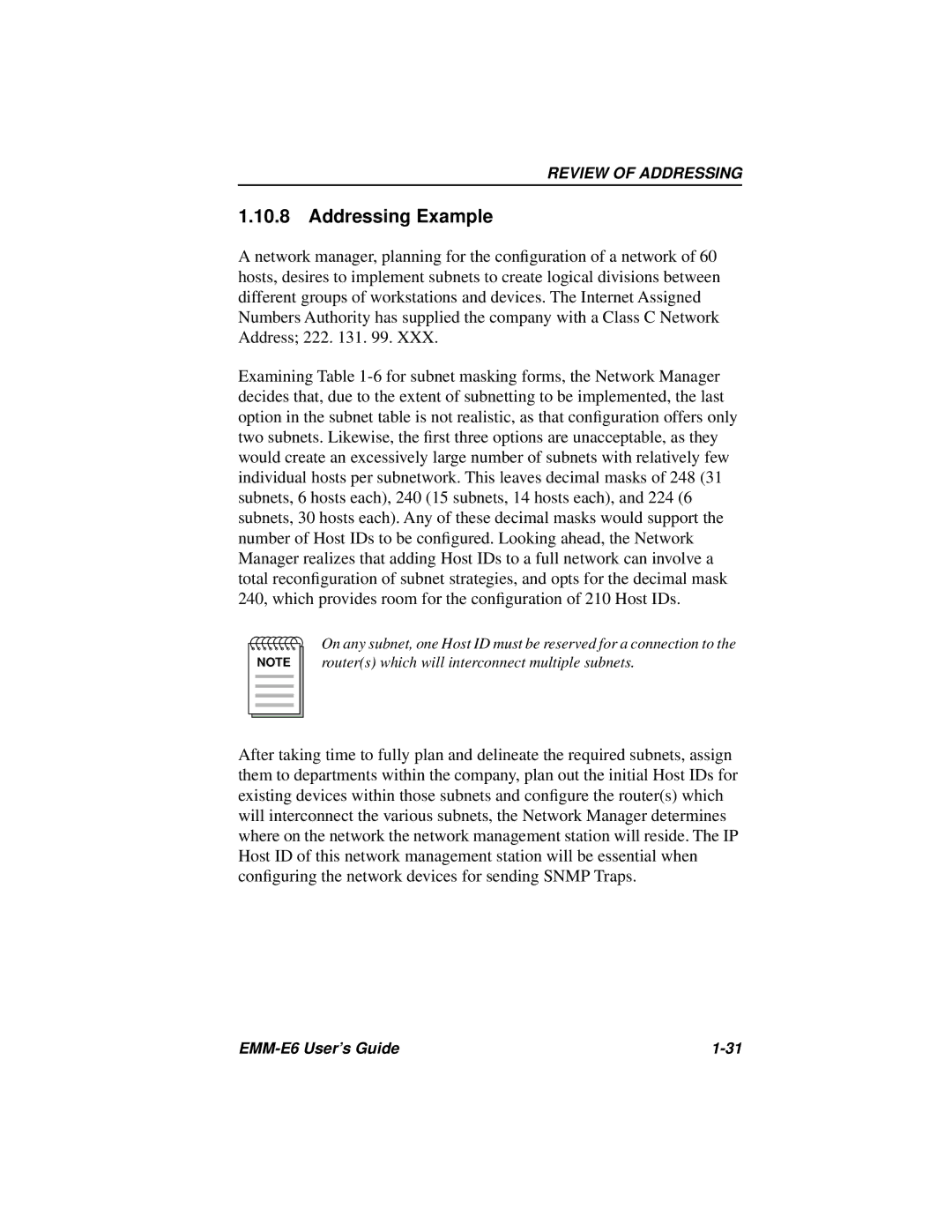 Cabletron Systems EMM-E6 Ethernet manual Addressing Example 