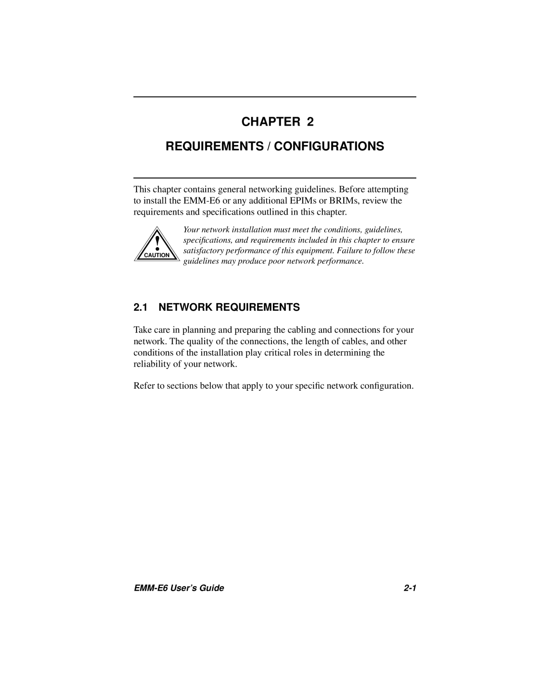 Cabletron Systems EMM-E6 Ethernet manual Chapter Requirements / Configurations, Network Requirements 