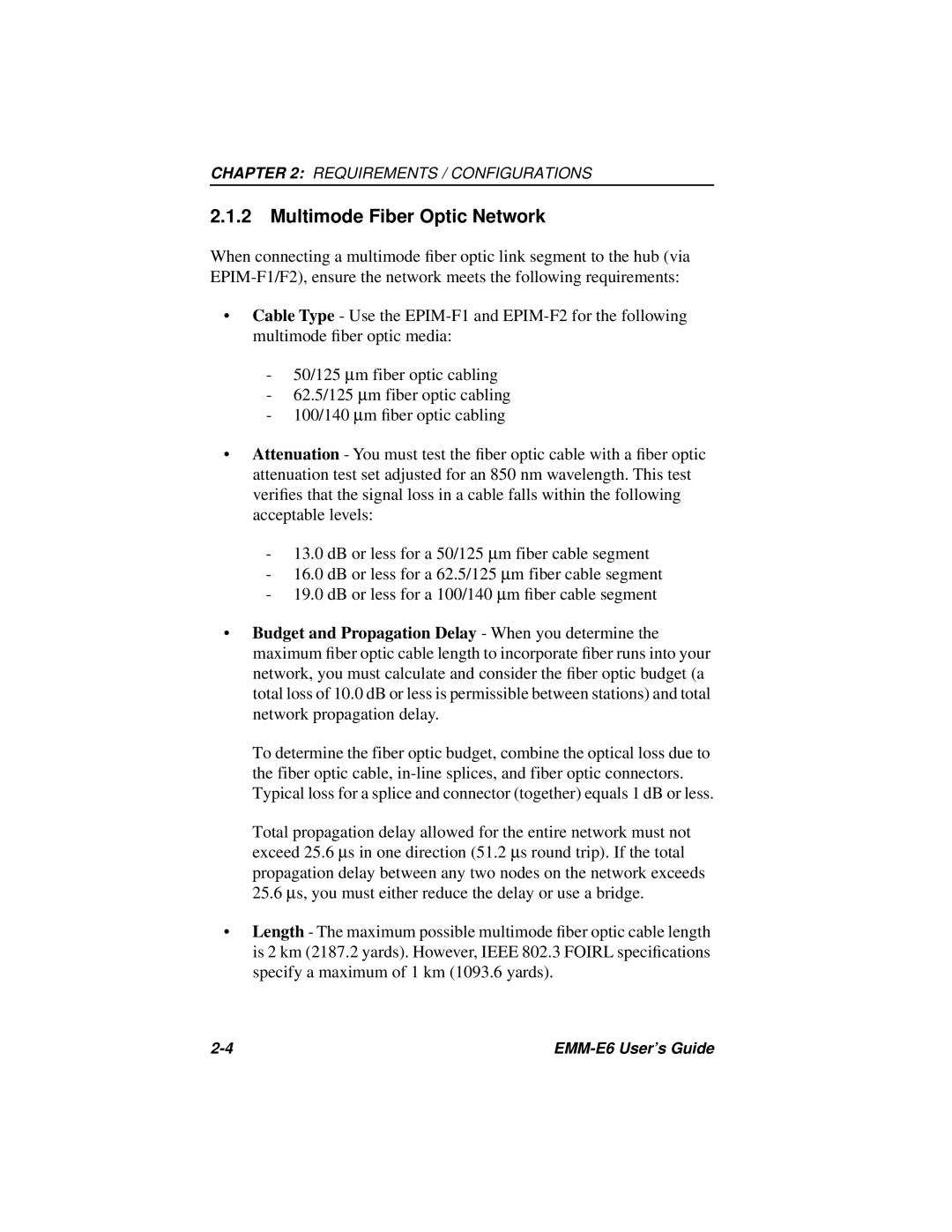 Cabletron Systems EMM-E6 Ethernet manual Multimode Fiber Optic Network 