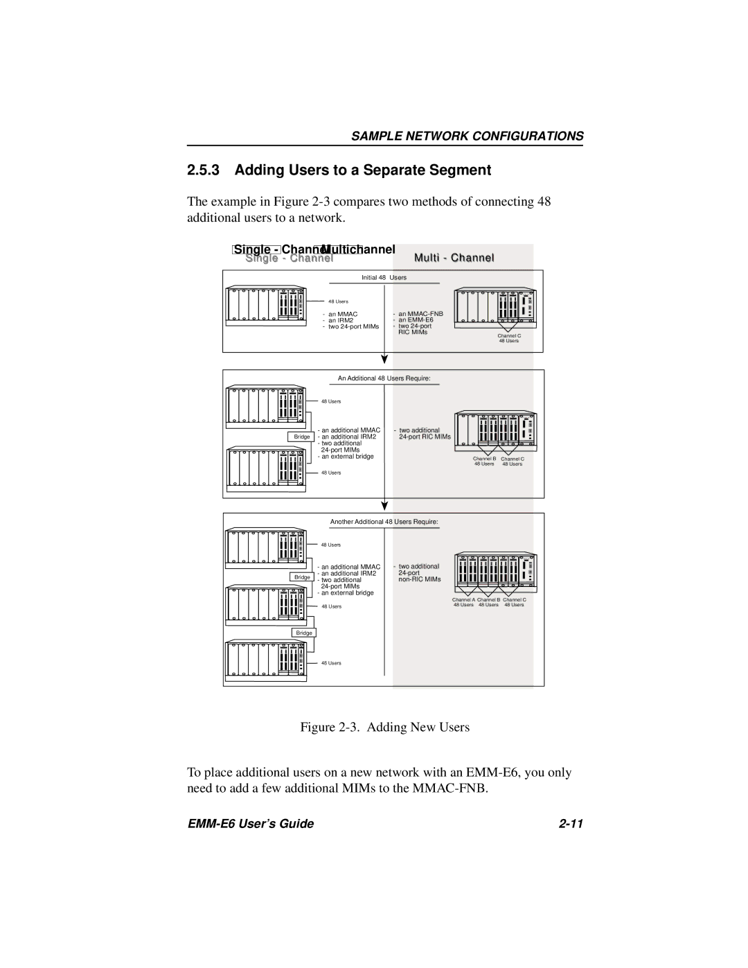 Cabletron Systems EMM-E6 Ethernet manual Adding Users to a Separate Segment, Ing le Channe l 