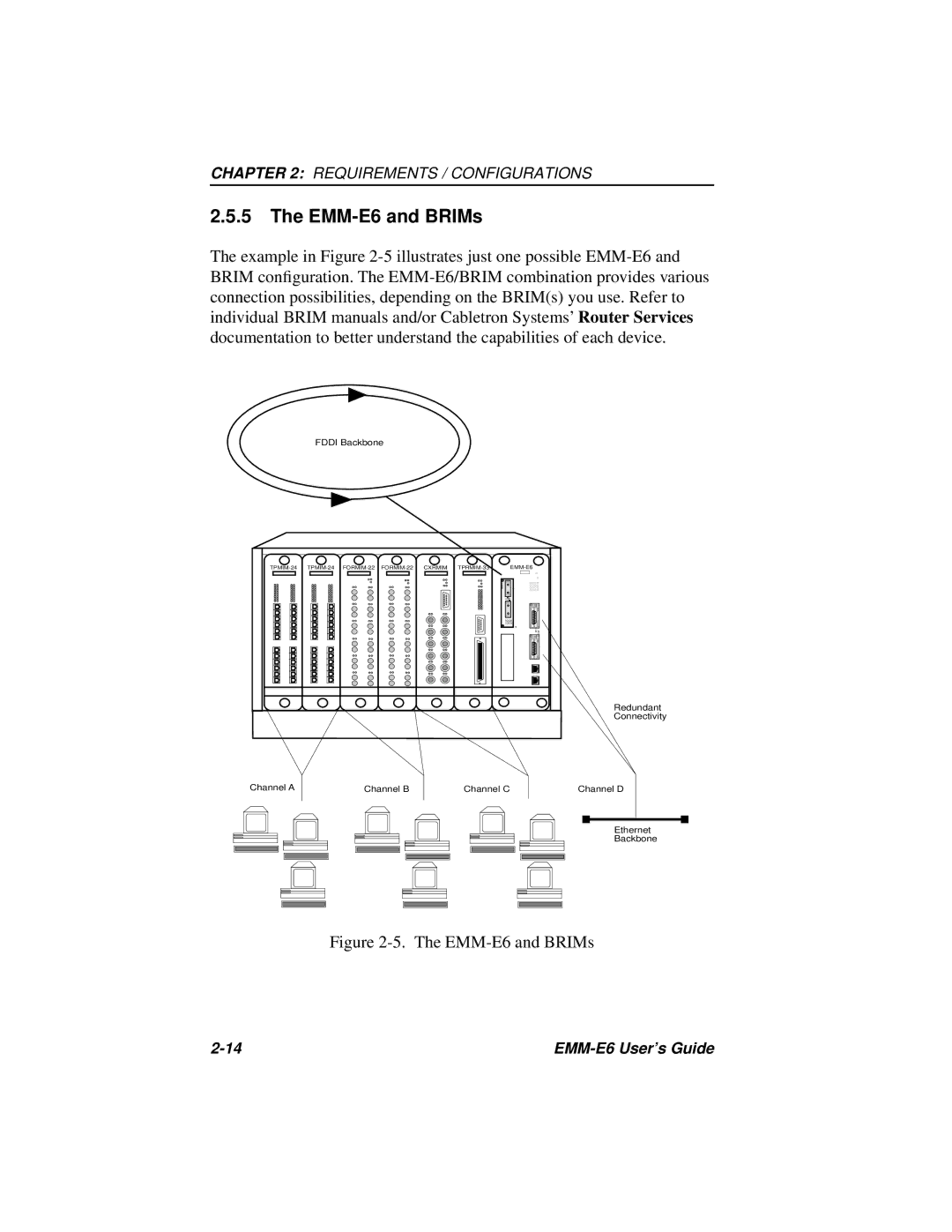 Cabletron Systems EMM-E6 Ethernet manual EMM-E6 and BRIMs 