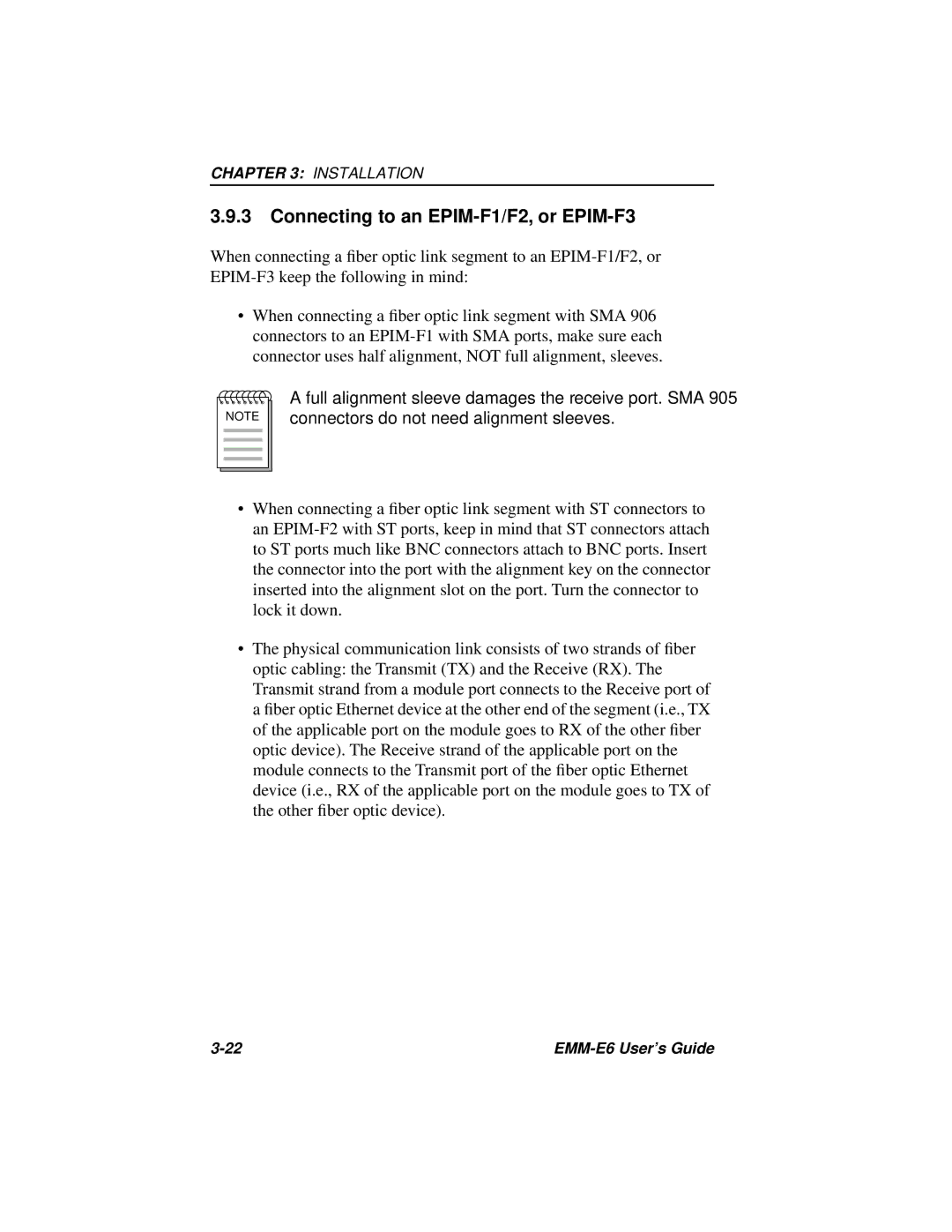 Cabletron Systems EMM-E6 Ethernet manual Connecting to an EPIM-F1/F2, or EPIM-F3 