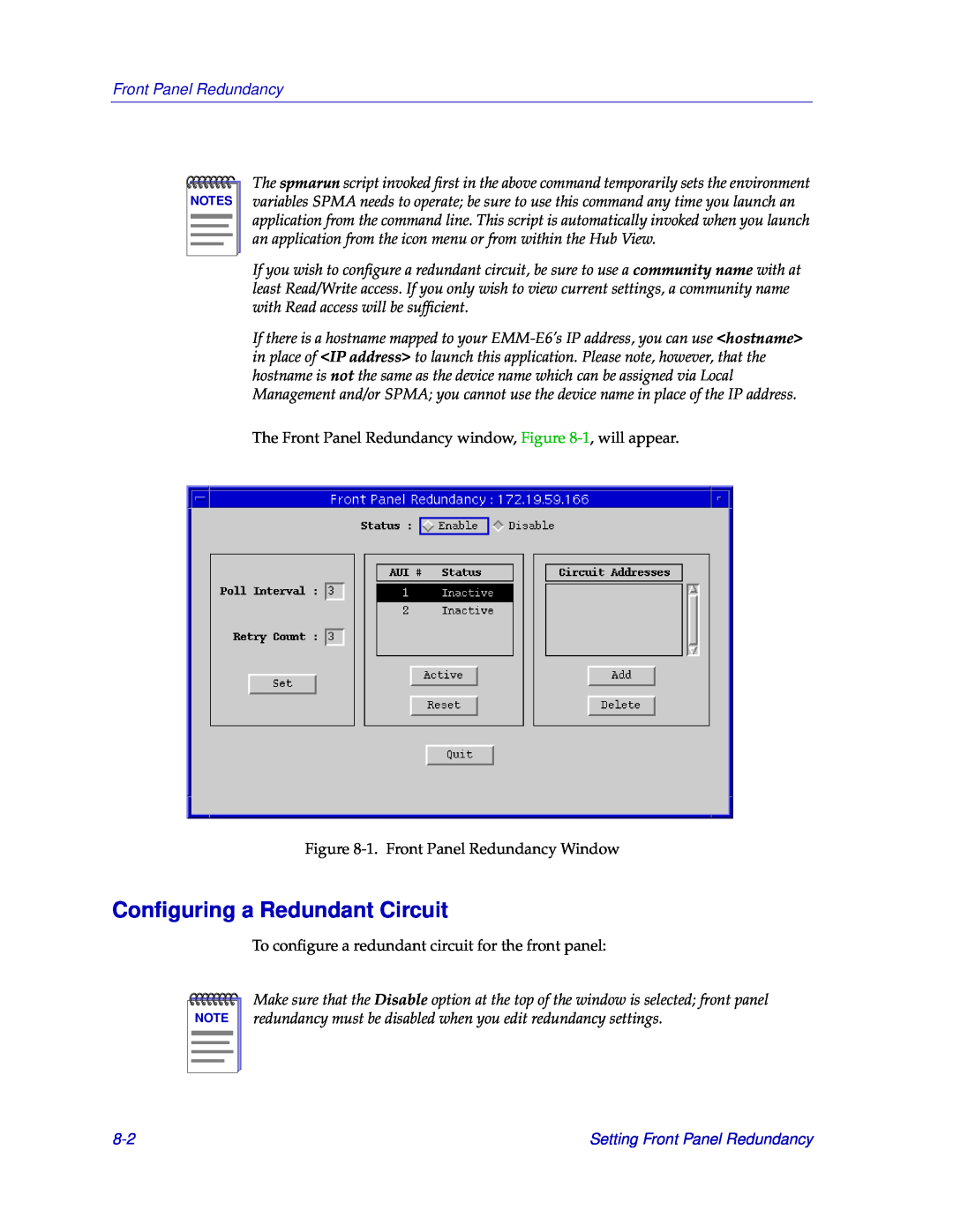 Cabletron Systems EMM-E6 manual Setting Front Panel Redundancy, Conﬁguring a Redundant Circuit 