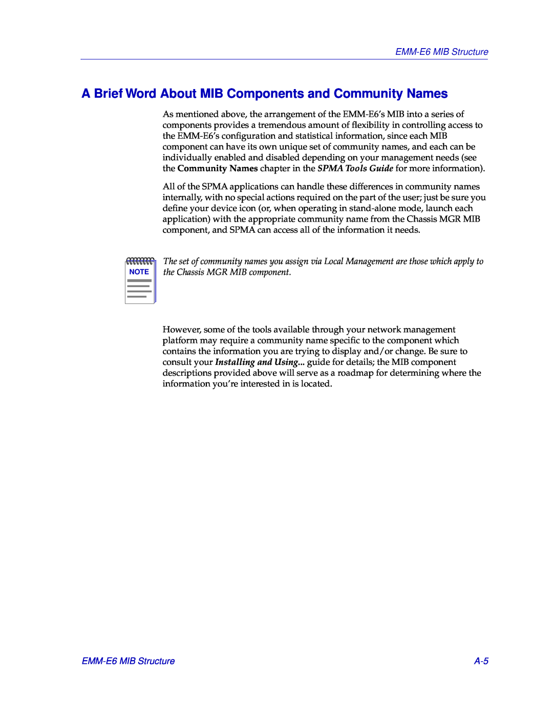 Cabletron Systems manual A Brief Word About MIB Components and Community Names, EMM-E6 MIB Structure 
