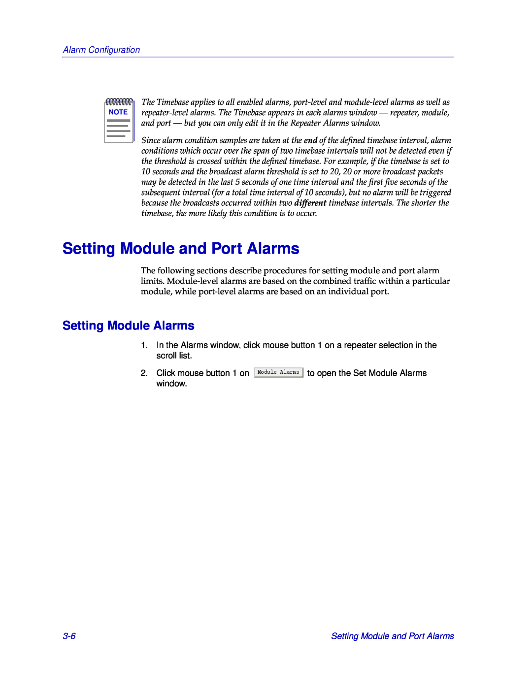 Cabletron Systems EMM-E6 manual Setting Module and Port Alarms, Setting Module Alarms, Alarm Conﬁguration 