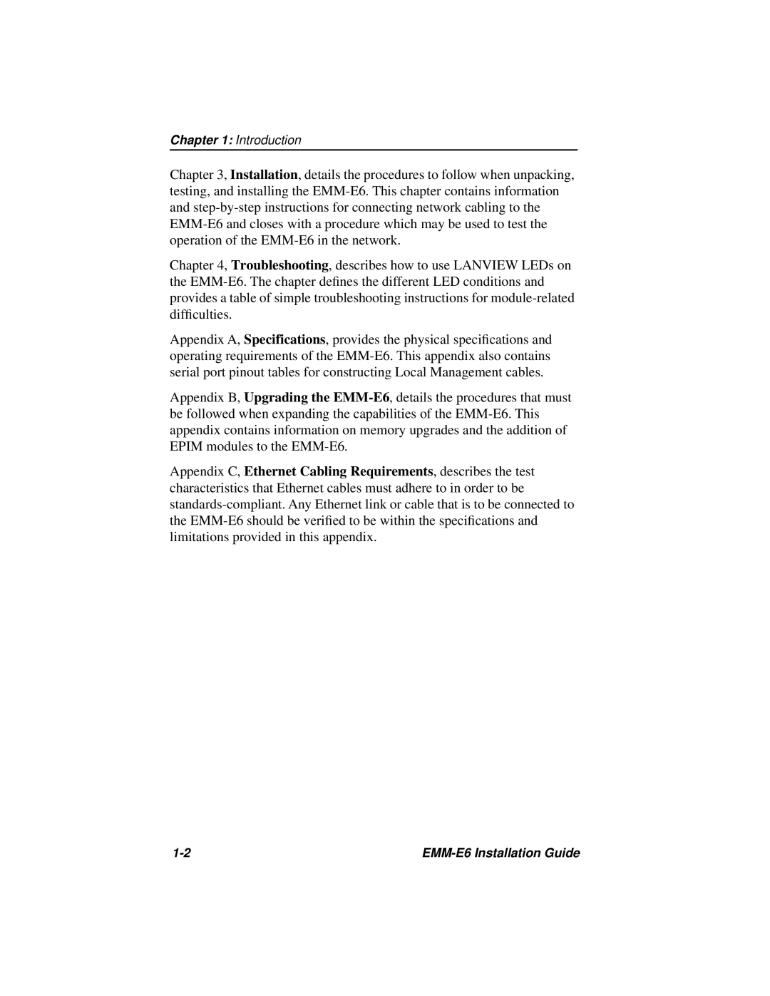 Cabletron Systems EMM-E6 manual Introduction 