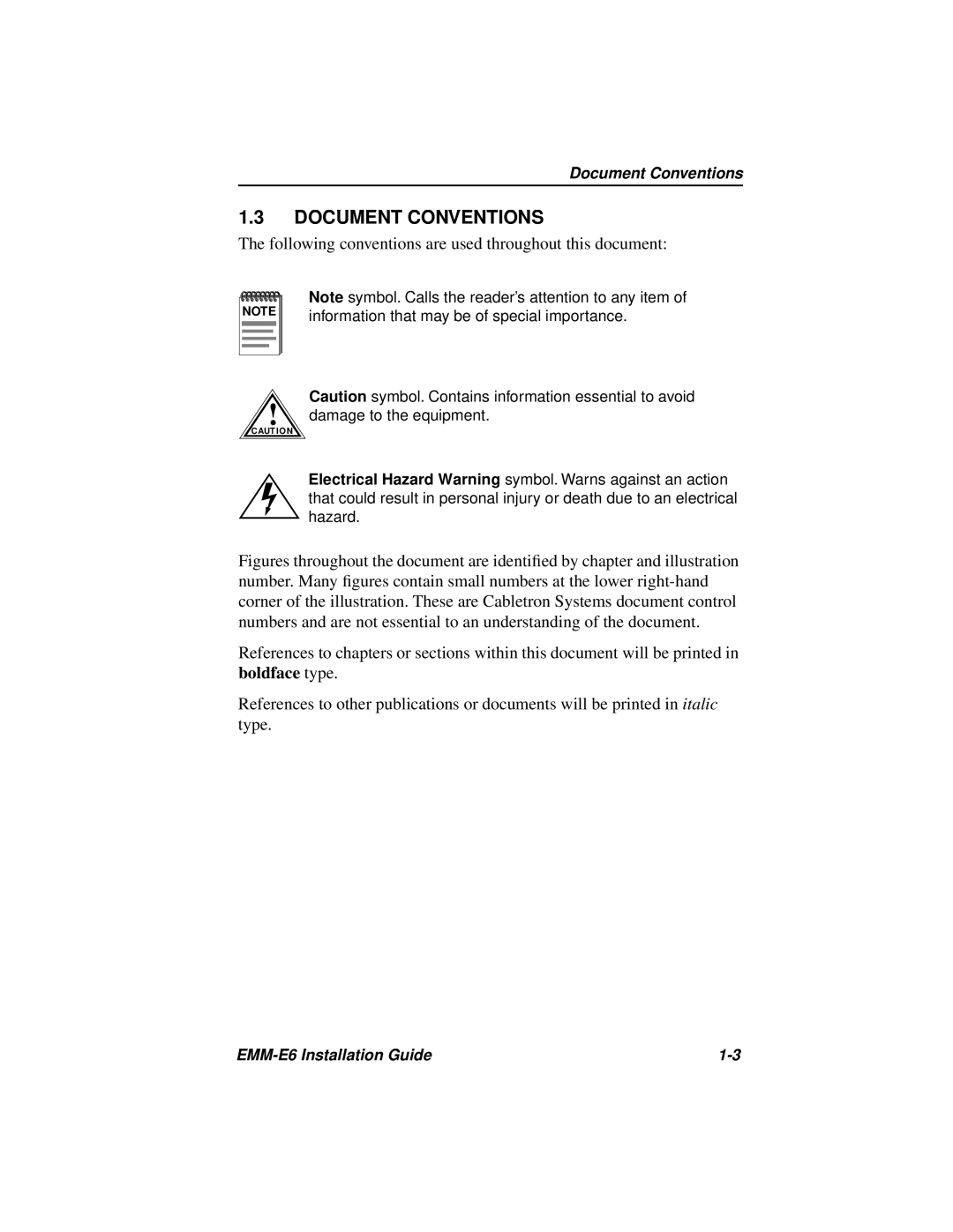 Cabletron Systems EMM-E6 manual Document Conventions 