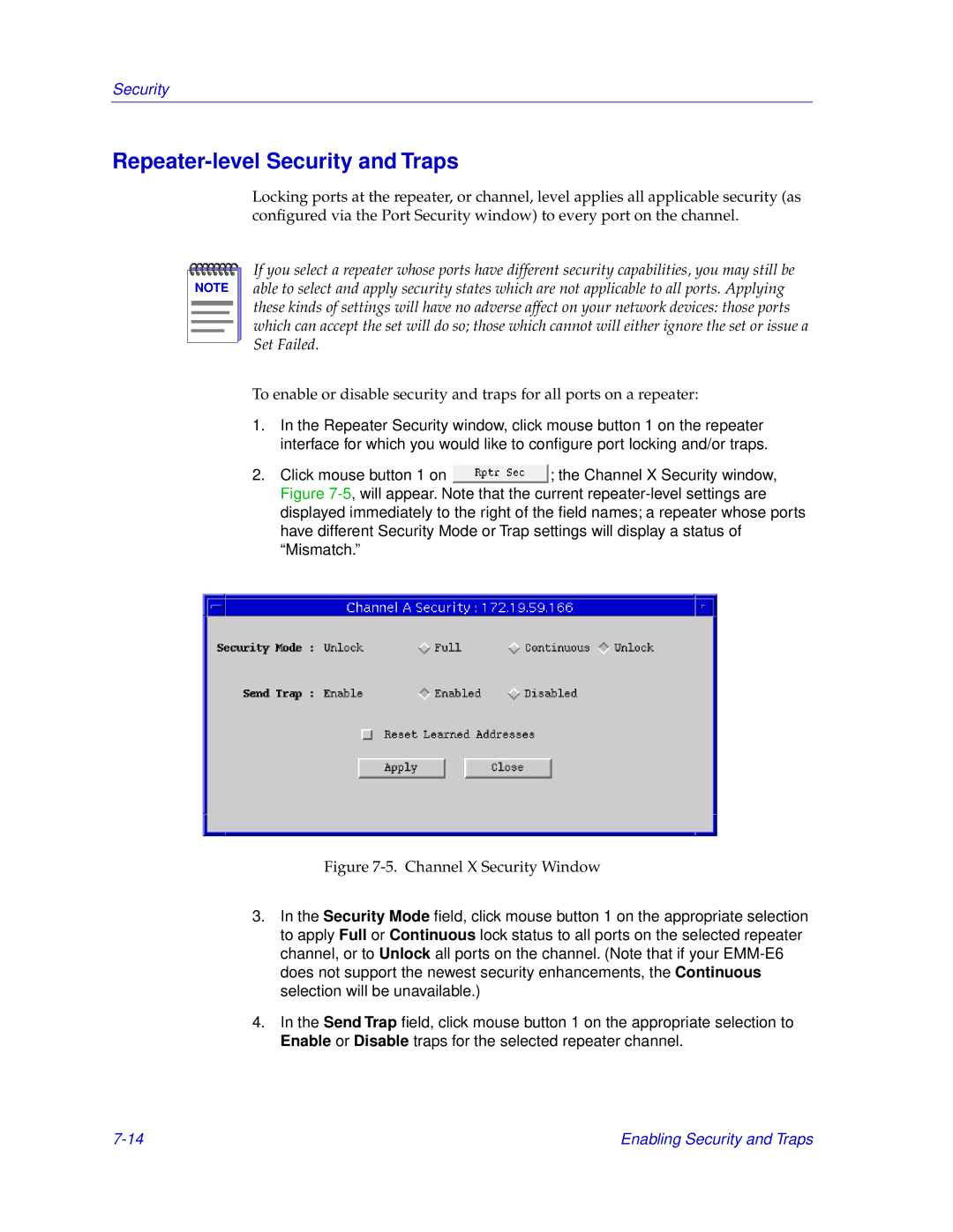 Cabletron Systems EMM-E6 manual Repeater-level Security and Traps, Channel X Security Window 