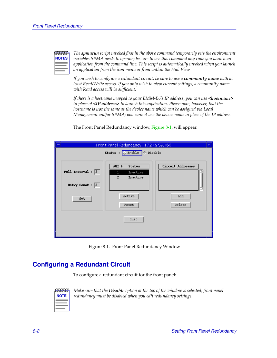 Cabletron Systems EMM-E6 manual Setting Front Panel Redundancy 