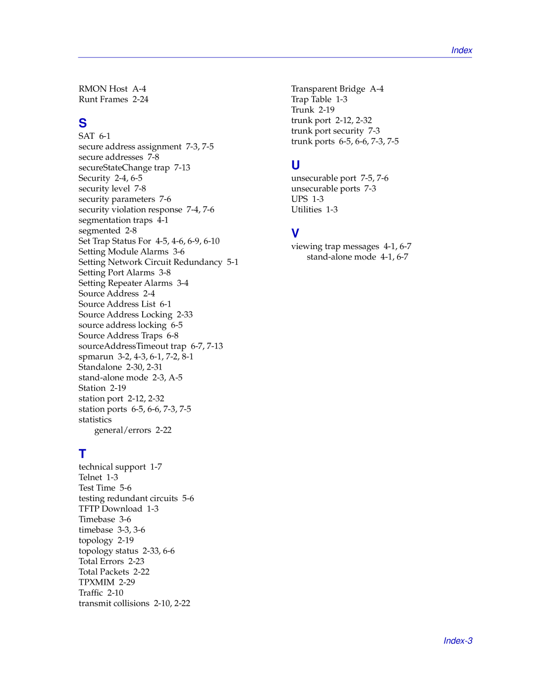 Cabletron Systems EMM-E6 manual Index-3 