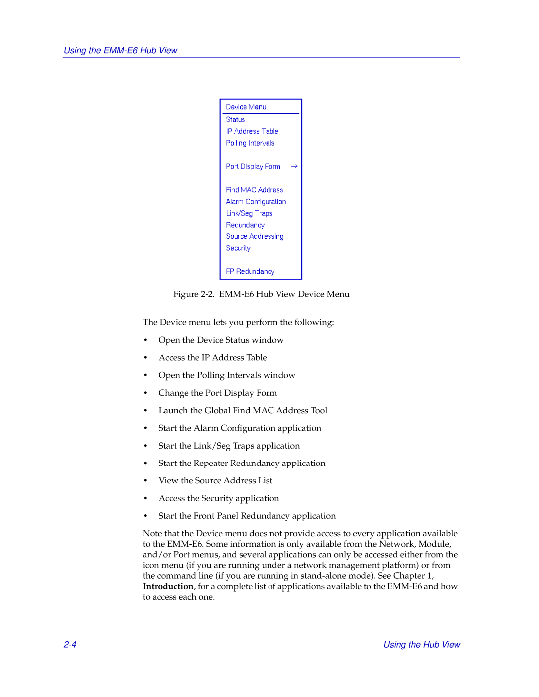 Cabletron Systems manual Using the EMM-E6 Hub View 