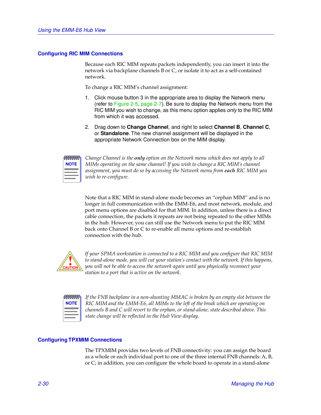 Cabletron Systems EMM-E6 manual Conﬁguring RIC MIM Connections 