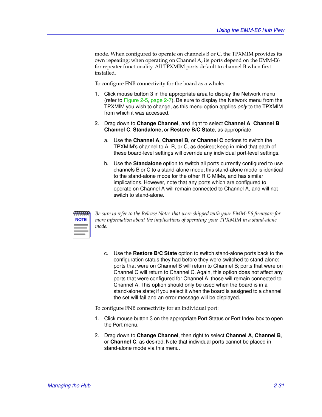 Cabletron Systems EMM-E6 manual To conﬁgure FNB connectivity for an individual port 