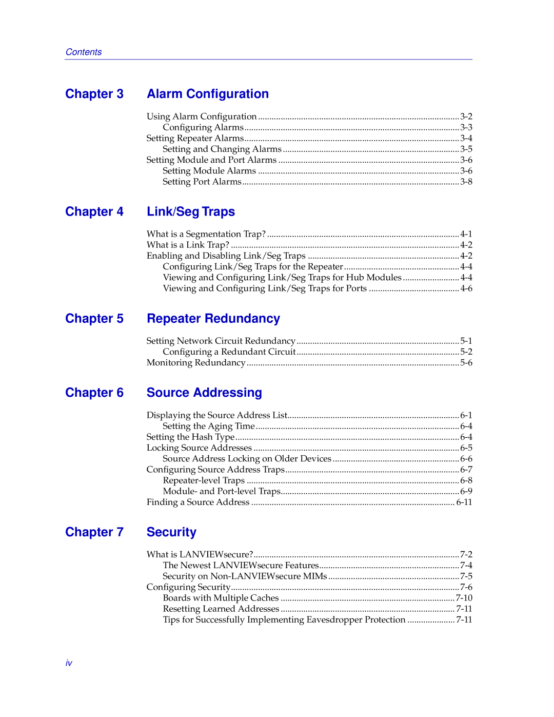 Cabletron Systems EMM-E6 manual Chapter Source Addressing, Chapter Security 