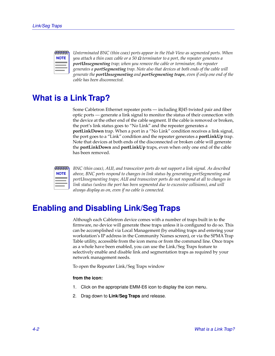 Cabletron Systems EMM-E6 manual What is a Link Trap?, Enabling and Disabling Link/Seg Traps 